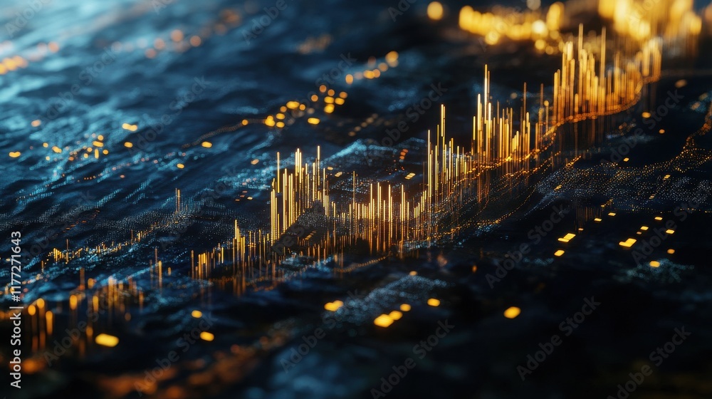 Poster creative forex chart with map on dark backdrop. global trade and invest concept. 3d rendering.