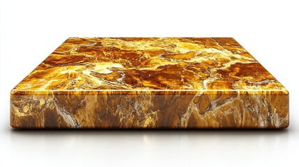 Square onyx slab on white background, reflecting light.