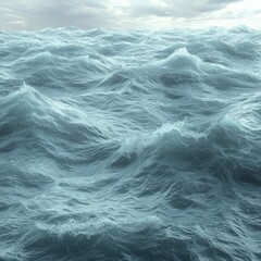 Fototapeta premium Choppy ocean waves under cloudy sky, suitable for backgrounds