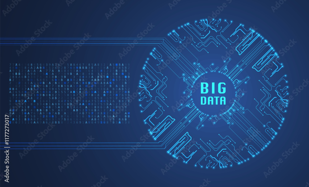 Poster abstract futuristic circuit board background. big data code representation. hi-tech illustration of 