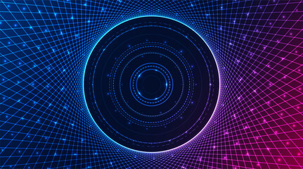 Abstract technology big data visualization. Innovation future data. Digital circles of particles. Graphic concept for your design