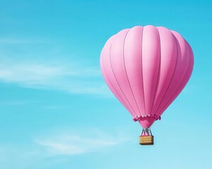 Naklejka premium Hot air balloon decorated with Valentine garlands, soaring under a flawless midday sky