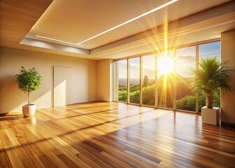 Fototapeta premium Bright Minimalist Interior: Light Walls, Wooden Floor, Modern Design
