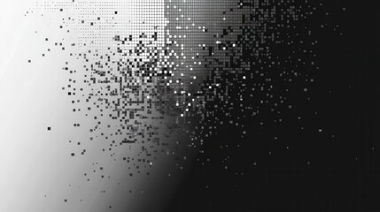 Pixel mosaic. Pixelated pattern, dispersion grayscale background. Business art gradient, square flying. Halftone matrix, blocks falling recent vector texture