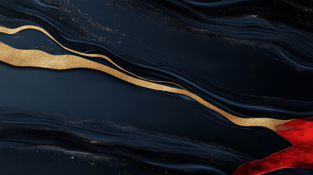 Abstract black and gold background with red accent