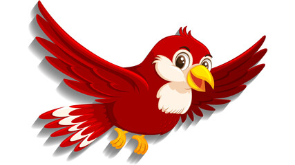 A vibrant illustration of a cute red bird mid flight, showcasing detailed feathers, spread wings, and a cheerful expression against a soft gradient background.