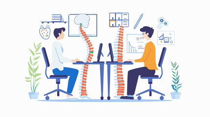 Spinal Deformity and Scoliosis Medical Illustration with Backbone Curvature in Spine, Healthcare Concept