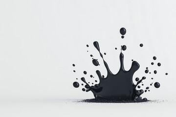 Fototapeta premium A Black Ink Paint Drop on White Background