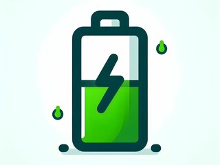 Fototapeta premium renwable charged green energy full battery sign in white background