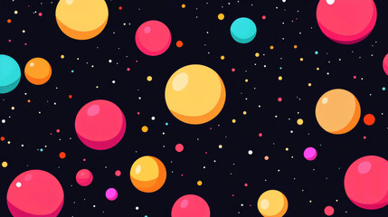 Colorful abstract spheres on dark background