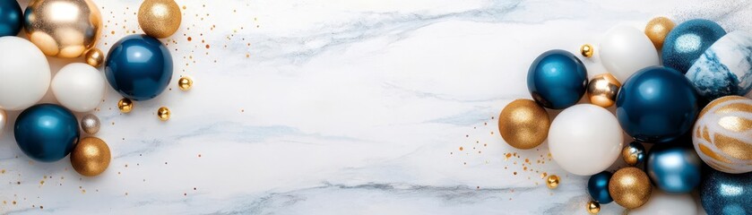 Luxurious navy, gold & white balloons; festive celebration!