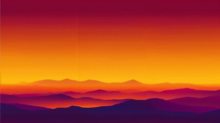 Fototapeta premium Vibrant sunset over layered purple mountains in a dreamy landscape