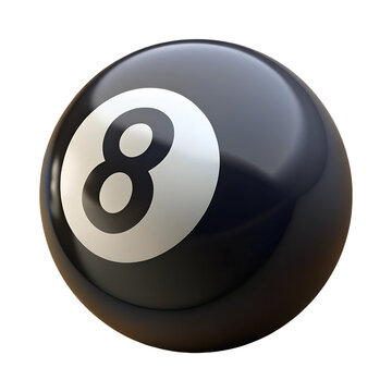 Billiard black pool ball number eight illustration with background white. Plastic style