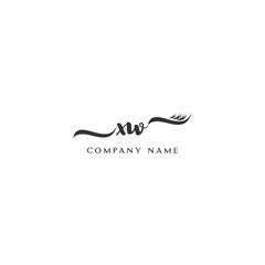 Minimalist XW Logo Design with Abstract Feather Element