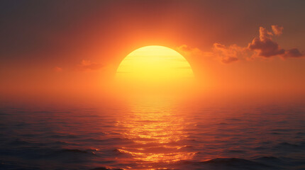 Beautiful Orange Sunset Over the Sea