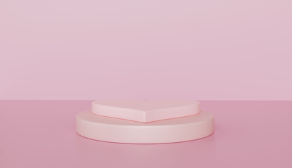 Elegant Pink Two Tiered Heart Shaped Display Stand Minimalist Product Presentation Background