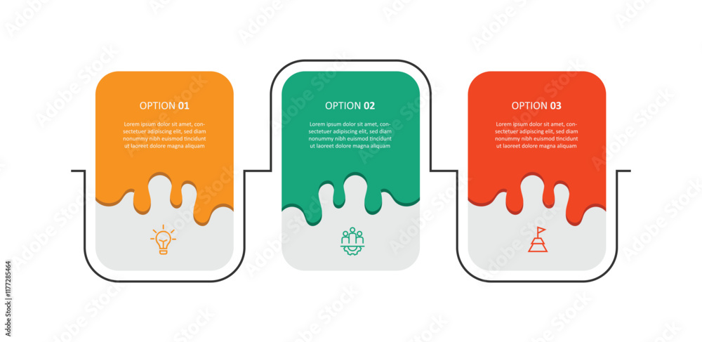 Poster 3 step line and table for business infographic template