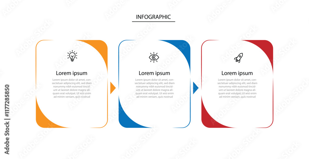 Poster Table template infographic design with square and 3 step process can be used for workflow, business presentation and web graphic design 