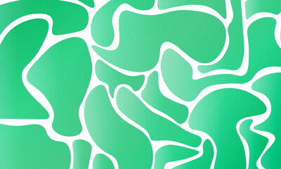 Green abstract doodle shape pattern. Creative minimalist style art liquid background.