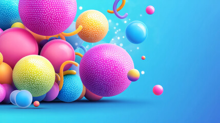 Colorful abstract spheres on blue background