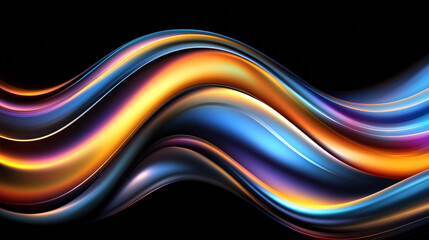 Colorful abstract waves on black background