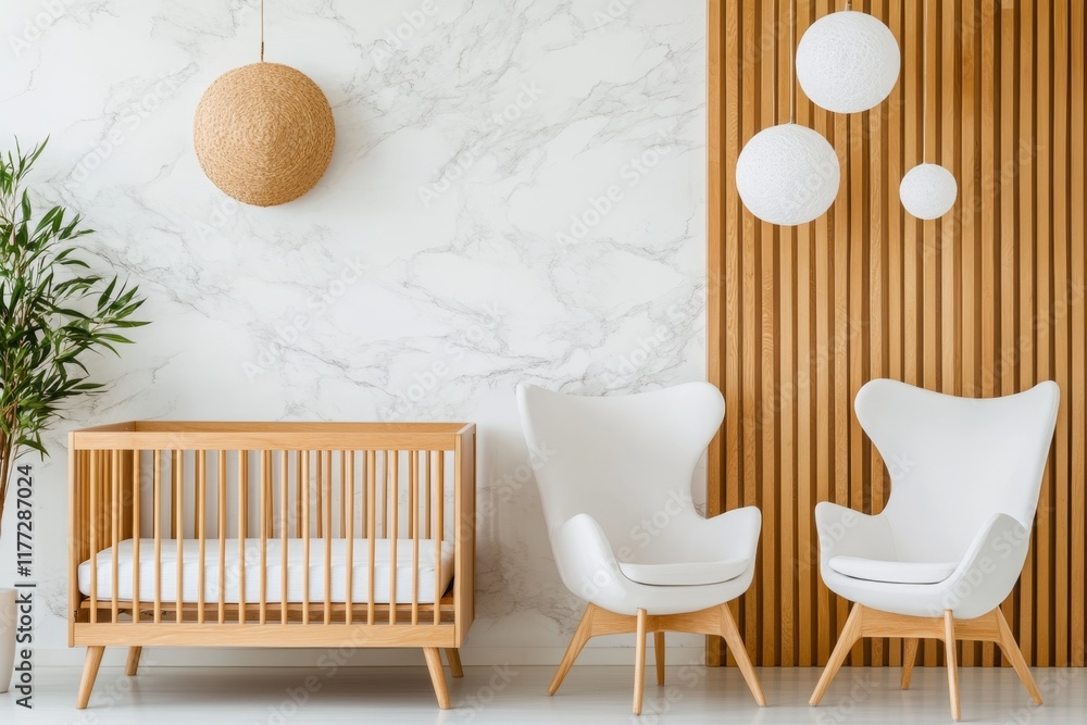 Poster a simple graphic of twin cribs with identical designs, placed symmetrically on a clean white backgro
