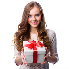 Beautiful young girl with gift box for valentine's day