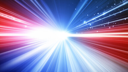 Dynamic abstract light burst with red and blue hues