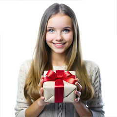 Beautiful young girl with gift box for valentine's day
