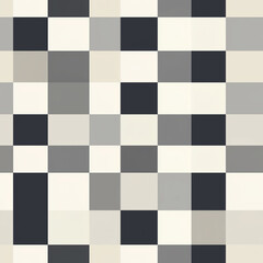 A modern abstract pattern featuring a grid of squares in varying shades of gray, beige, and black, creating a visually appealing texture.