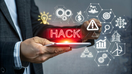 Digital Security Concept with Hacking Term and User Interaction
