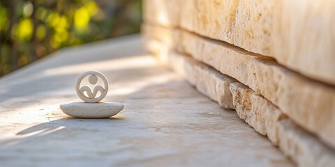 Small zen stone figurine on light surface.
