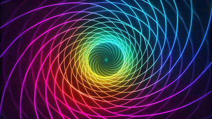 Colorful Spiral Pattern with Radiant Light Effects and Vibrant Hues