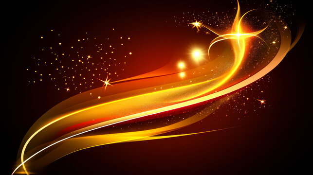 Abstract glowing lines and stars on dark background