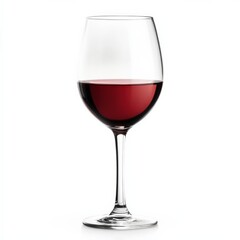 a glass of red wine on a white background
