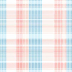 Bright plaid pattern featuring soft blue, pink, and cream colors, ideal for fabric design or home decor projects.