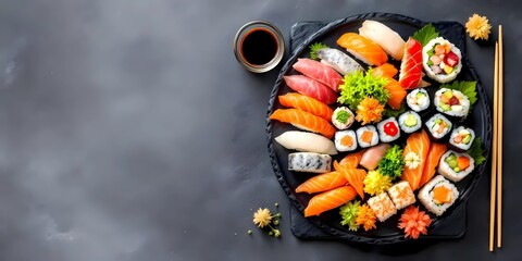Delicious Variety of Sushi Platter Ready to Eat