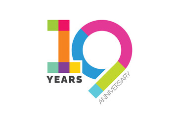 19th Anniversary Colorful Logo Template