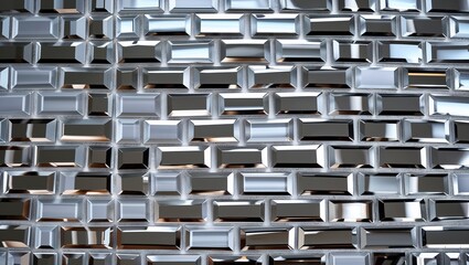 Elegant Rectangular Silver Mirror Mosaic Tiles on Bathroom Wall