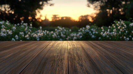 Fototapeta premium Enjoy a relaxed summer barbecue party outdoors with a wooden table and garden ambiance featuring a fire pit and grill for cooking