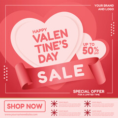 Valentine's Day Sale - Celebrate Love with Up to 50% Off Deals. Vector Design