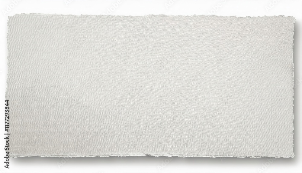 Poster textured white paper with torn edges and subtle fabric pattern for crafting, stationery, graphic des