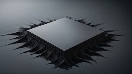 Square Black Metal Platform on Dark Powder