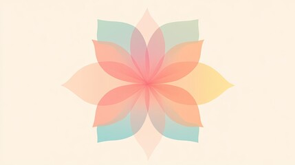Obraz premium Five-petaled pastel flower vector, flat style, and soft, modern aesthetics.