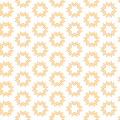 Fototapeta premium Modern simple geometric vector seamless pattern with gold flowers, line texture on white background. Light abstract floral wallpaper, bright tile
