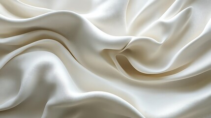 Obraz premium Creamy white silk fabric texture. Elegant drapes, soft folds. Background blur. Website design.