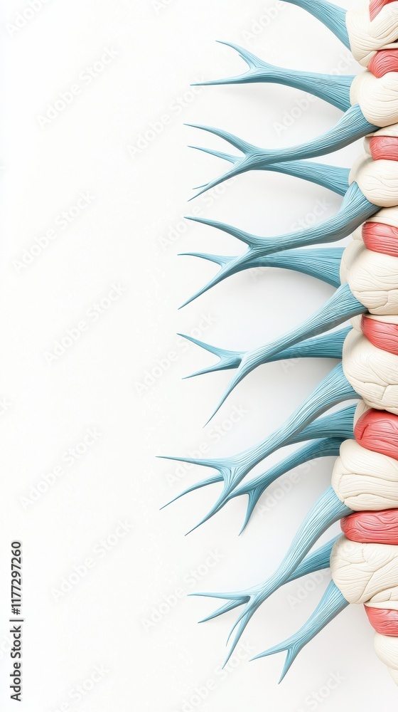 Poster a detailed representation of a spine, showcasing its vertebrae and neural connections, highlighting 