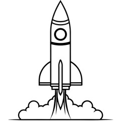 Obraz premium Rocket Launch Line Art Vector Illustration