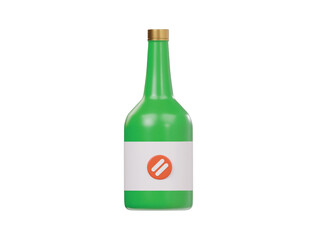 Korean soju bottle icon 3d 