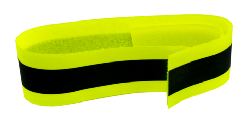 Reflective armband on white background. Pedestrian protection